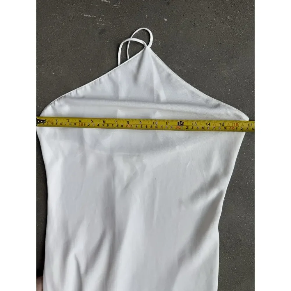 Amanda Uprichard White Halter Open Back Midi Dress Women’s Medium‎ Minimalist